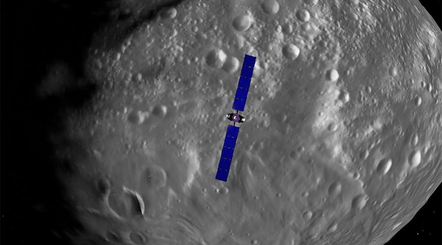 Sonda Dawn em órbita de Vesta