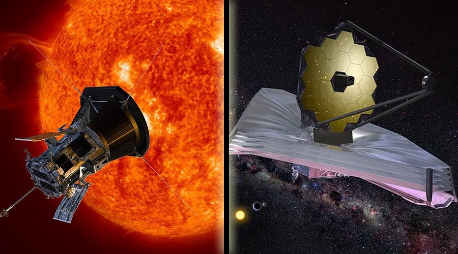 Sonda Parker e telescópio espacial James Webb