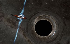 Interação entre buracos negros. Arte: Caltech-IPAC