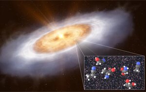 Concepção artística do disco de formação planetária em V883 Orionis