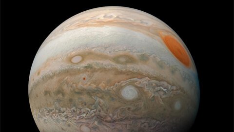 Cientistas ligam o nascimento de Júpiter à zona de formação da Terra Imagem melhorada de Júpiter por Kevin M. Gill; NASA/JPL-Caltech/MSSS