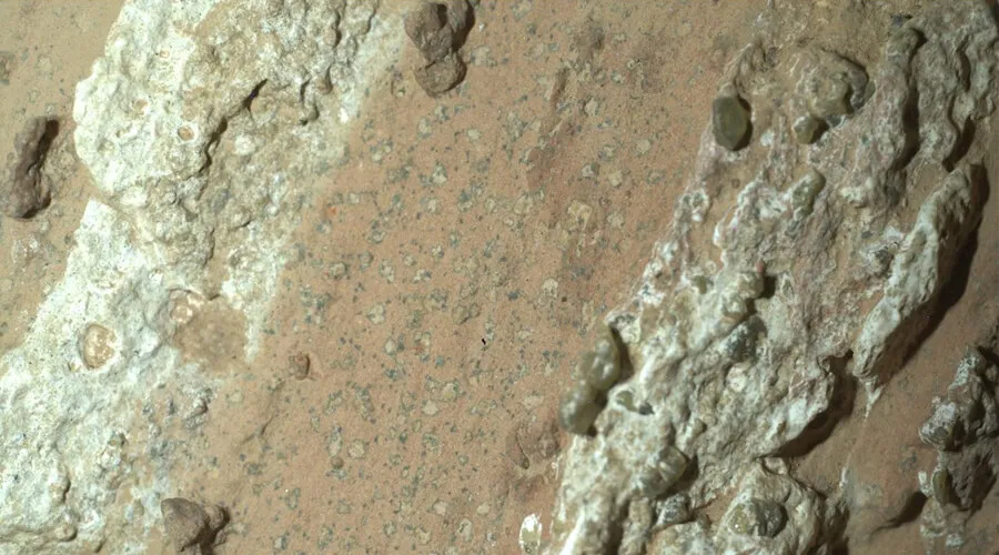 Estratificação, nódulos, frentes de reação e detecções de compostos orgânicos na rocha estudada em Marte