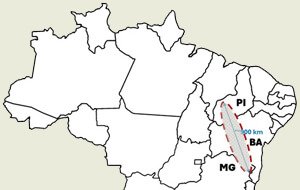 Mapa da área de ocorrência dos geraisitos. Imagem: Álvaro Penteado Crósta/IG-Unicamp