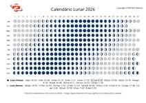Calendário Lunar 2026 - horizontal branco