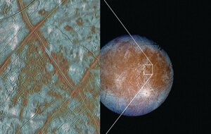 Detalhe da lua Europa. Foto da NASA.