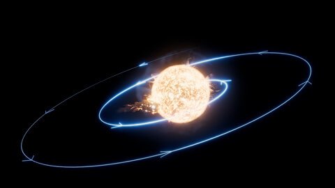Concepção artística de uma estrela a engolir um planeta