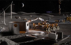 Concepção artística de uma base lunar