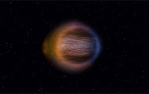 Concepção artística da forma da atmosfera do exoplaneta WASP-17 b