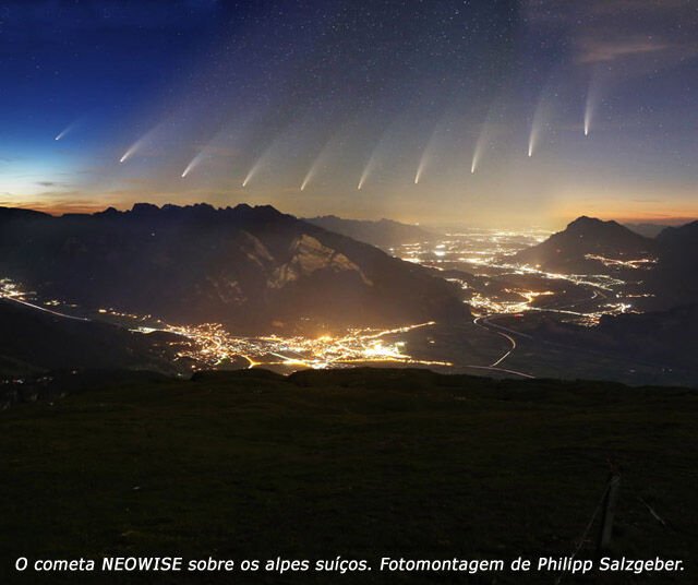 Fotomontagem: cometa NEOWISE