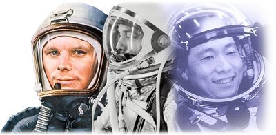 Yuri Gagarin, Alan Shepard e Yang Liwei